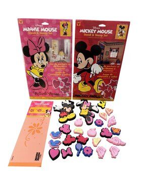 11” Mickey & Minnie Mouse Stencil and 3 Stamp Set Disney + 25 Accessory Stamps
